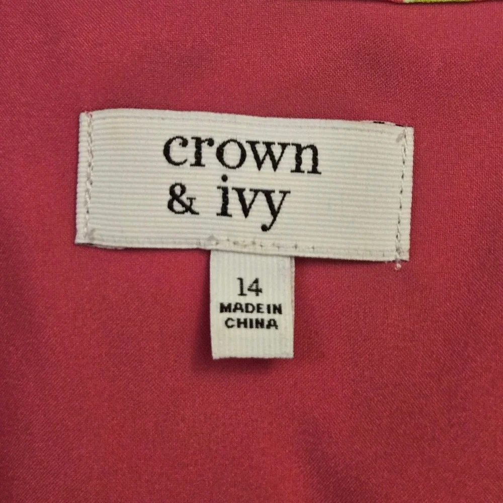 Crown & Ivy Seahorse Shell Tassel Shift Dress Pink Green 14 Preppy Beach Resort - Picture 5 of 8